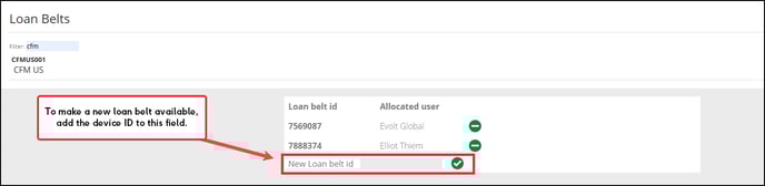 Adding a new loan belt