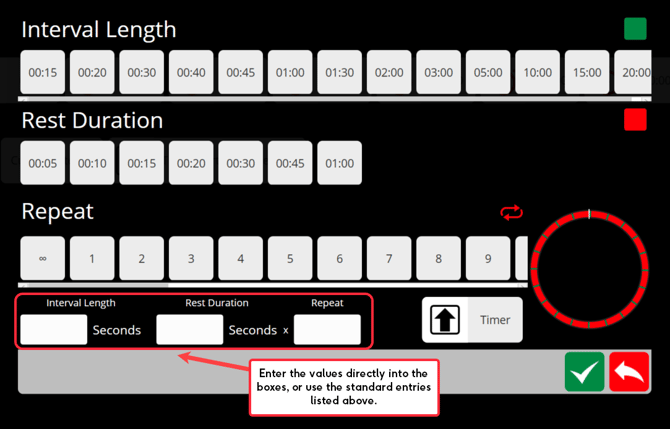 Entering the interval info