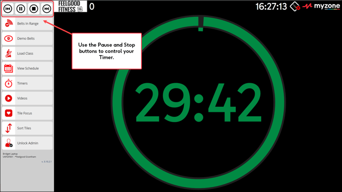Pause and stop options