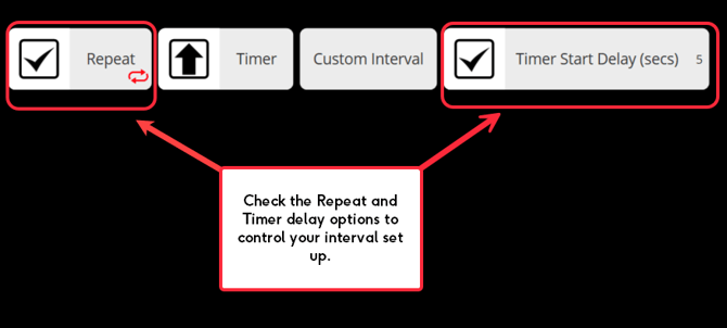 Repeat and Timer delay options