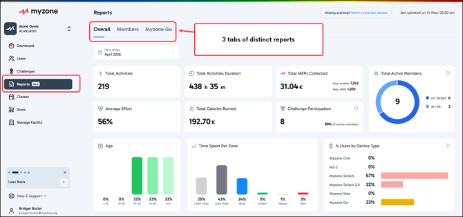 Reports homepage