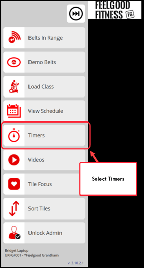 Timers menu