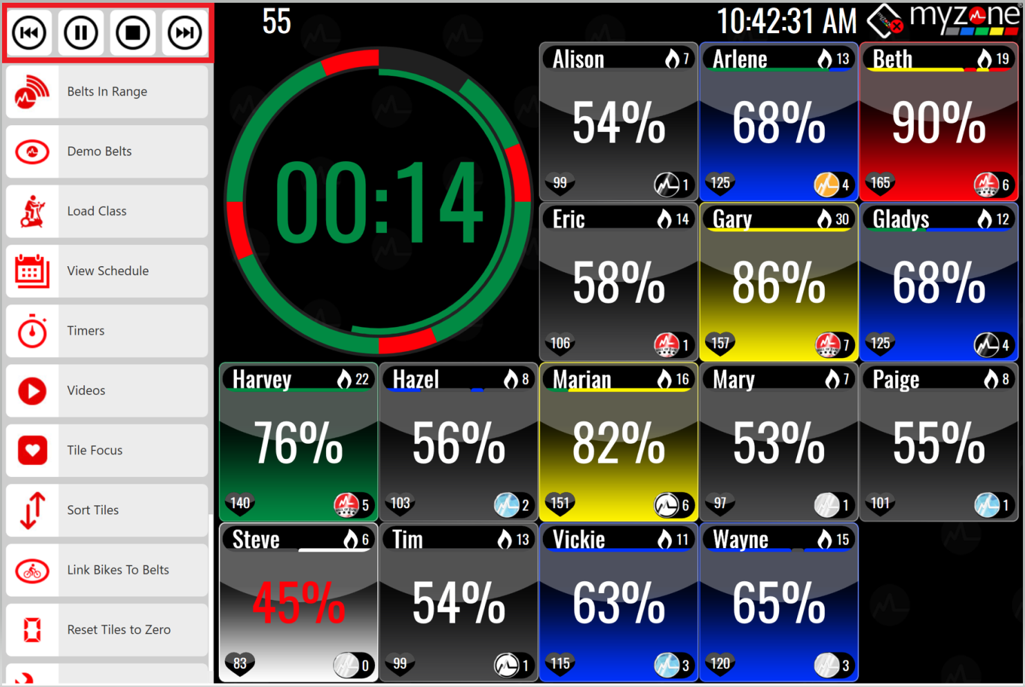 Does the Myzone software have interval timers?